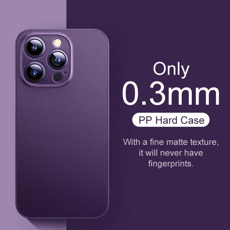 0.3mm Ultra Thin Matte Case For iPhone 16 15 14 13 12 Mini 11 Pro XS Max X XR 7 8 Plus 16e Translunt Hard Frosted Cover Bag