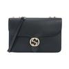 Double G Buckle Chain Lychee Grain Leather Messenger Bag Accordion Shoulder Crossbody Bag Large Women Bags Black 510303-CAO0G-1000