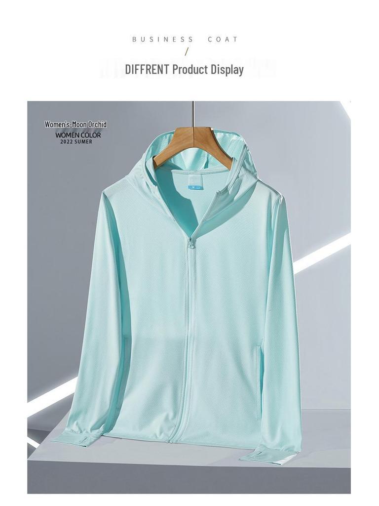 UPF50+ UV Protection Hooded Ice Silk Jacket for Men & Women - Long Sleeve Summer Sun Shirt