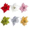 1PC Glitter Christmas Flower Head Rayon Flower DIY Christmas Tree New Year Decoration