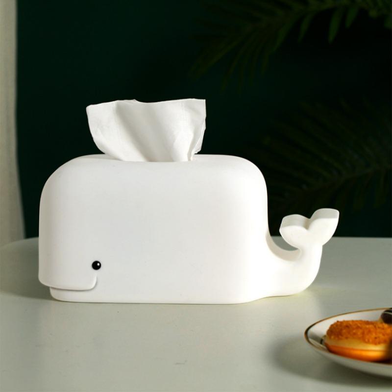 2025 New Creative Silicone Whale Tissue Box, Desktop Phone Holder Bedroom, Anti Drop Home Cartoon Paper Drawer Tissue Holder