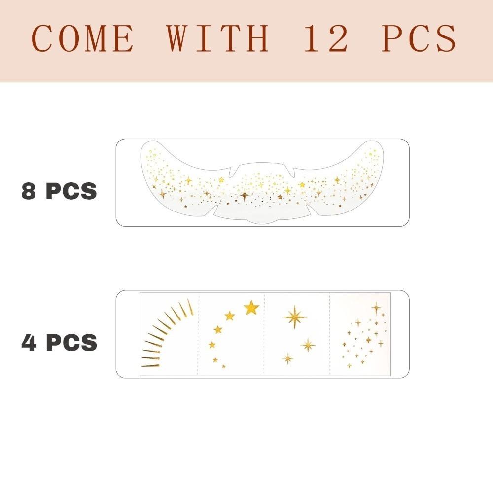 

12pcs Facial Art Glitter Freckles Face Tattoo Waterproof Makeup Stickers Amusement Park Set 1