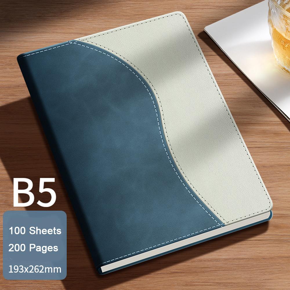 (Logo can be engraved) A5/B5 leather student subject notebook, business meeting record book, notepad, office ledger, diary, lined inner pages