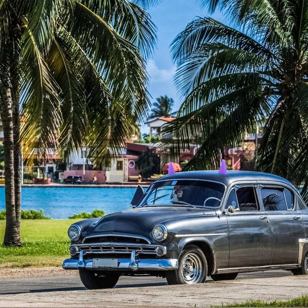 YGMONER Car 3D Devil Horns Sticker (Easy To Find Car In The Parking Lot) Halloween Car Roof Decor Elasticity Foam Bull Horns (Fashion Purple)