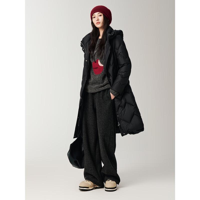 JUZUI Women's Maillard Hooded Waist-Cinching Goose Down Jacket