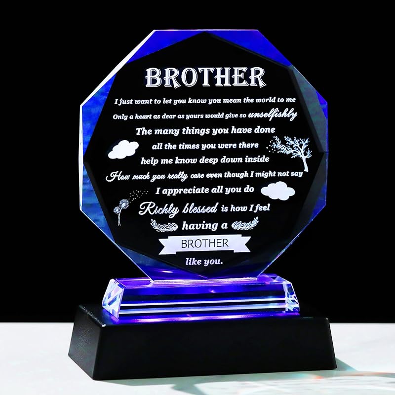 Gifts for Brother Crystal Brother Gifts From Sister Birthday Gifts for Brother Crystal Keepsake for Birthday Father's Day, Valentine’s Day, and