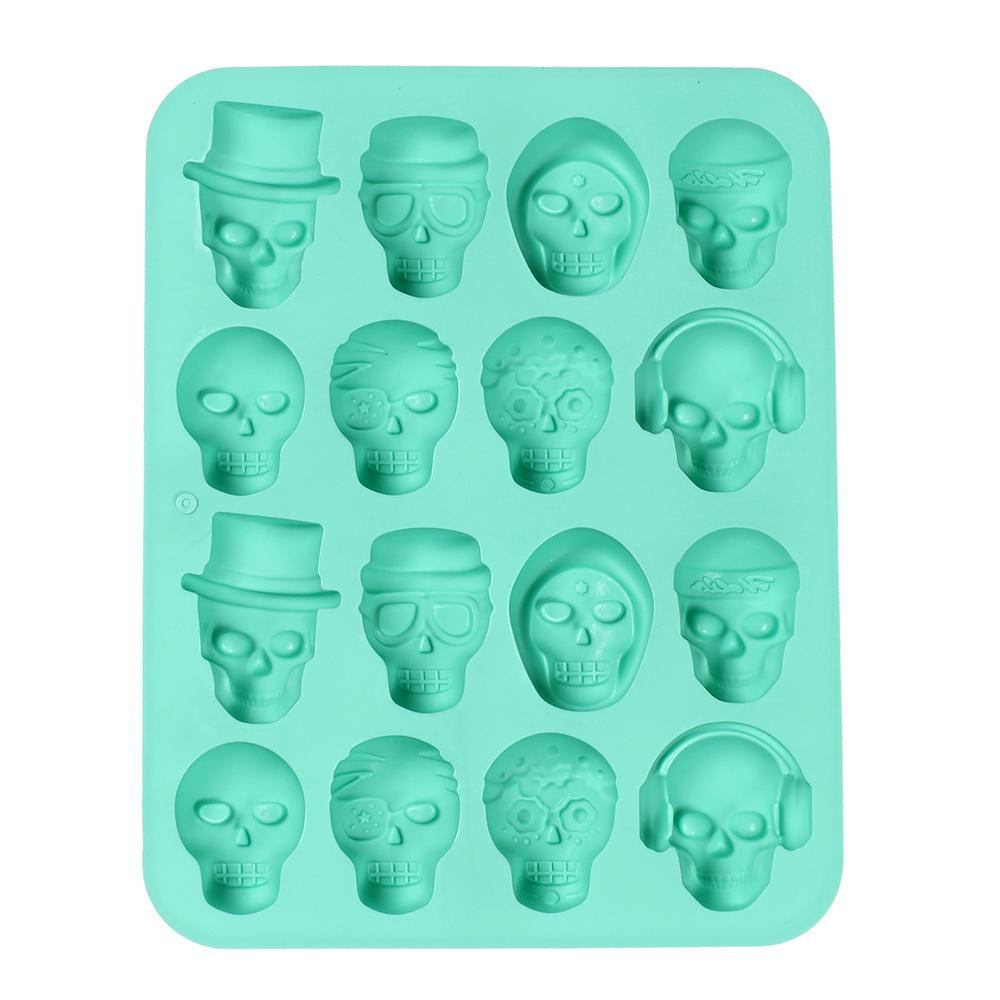 Skull Ice Cube Silicone Mold Halloween Creative Decoration Reusable DIY Candy Whiskey Chocolate Soap Kitchen Accessorie 6