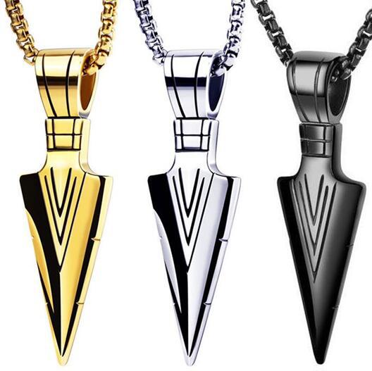 Men Titanium Steel Pharaoh Spear Necklace Hip Hop Bold Collarbone Chain Personality Pendant Sweater Chain