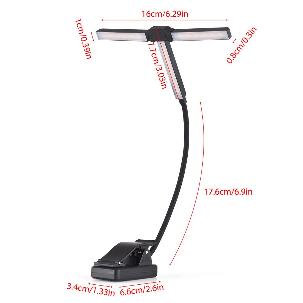 Notenpultleuchte mit Klemme T-Form Faltbare Lampe 51 LED-Perlen 4 Farbtemperaturen 12 Helligkeiten