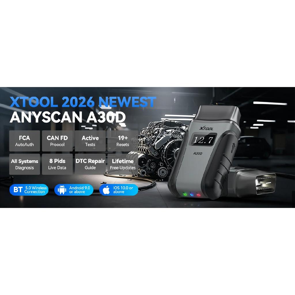 2026 Novo XTOOL Anyscan A30D V2.0 Scanner OBD2 Gratuito Vitalício Ferramentas de Diagnóstico Bluetooth Todos os Sistemas 19 Redefinições Bidirecional FCA