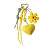 Portachiavi e Ciondolo Borsa Fiore Cuore in Ecopelle Vintage, Ciondolo Borsa Boho Fatto a Mano per Donna, Accessorio Estetico per Borse Tote