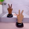 Three Skin Color Car Toy Solar Powered Finger Shaking Decor, Creative Dashboard Ornament, Battery Free Swinging Figurine for Desk Office, Cute