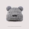 2025 Winter Cute Plush Earflap Knitted Bear Hat for Women - Korean Style Woolen Hat