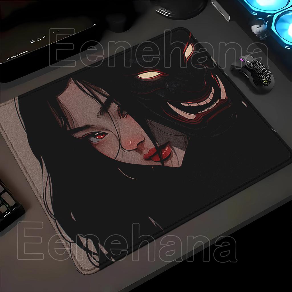 Japanese Oni Mask Girl small Mousepad Electronic Sports Keyboard Mouse Pad Gaming office Accessories Mouse Mat 40x45cm desk mat