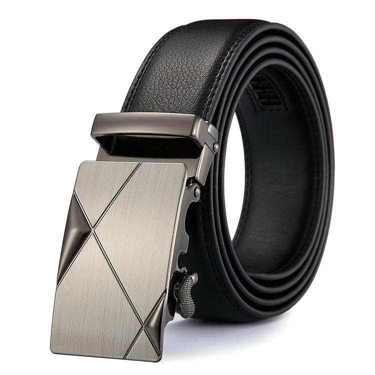 

Men s Genuine Leather Automatic Buckle Belt - Youth Business Matte Design 120 cm