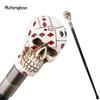 White Resin Skull Poker Head Walking Cane Fashion Decorative Steel Stick Gentleman Elegant Cosplay Cane Knob Crosier 94cm