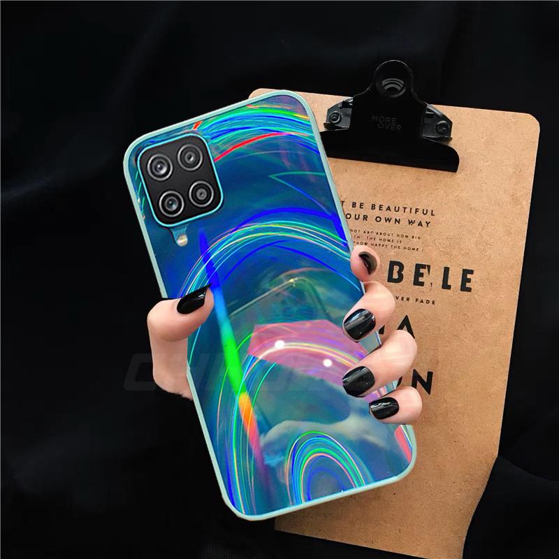 A12 Case On For Samsung Galaxy A12 Cover 6.5'' Bumper Gradient Rainbow Aurora Laser Back Cover For Samsung A12 A 12 A125F SM-A125 Soft TPU Phone Cases