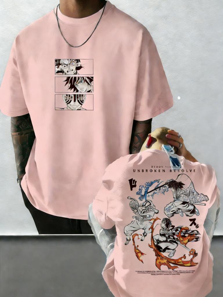 Plus Size Demon Slayer Anime Printed Summer Men and Women Tshirt Street Fashion Casual Parent Child Top Cotton Harajuku Y2K