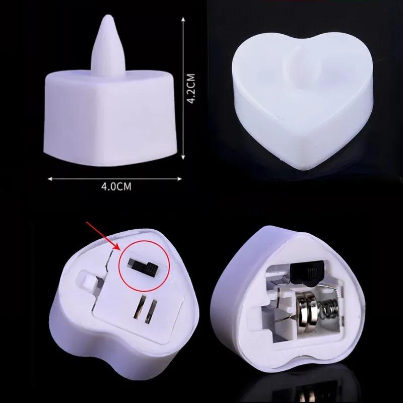 4/8Pcs Heart Shaped LED Tealight Candles Battery Operated Flickering Candles for Romantic Wedding Proposal Party Home Decor