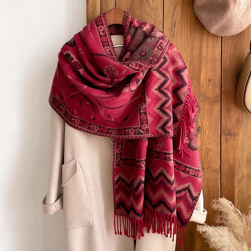 Fashion Thick Soft Cashmere Luxury Brand Jacquard Scarf Women Winter Poncho For Lady Casual Neckerchief Bandana Shawl Headband