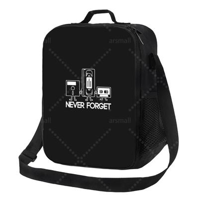 Never Forget Sarcastic Graphic Music Funny Printed Lunch Bag with Adjustable Shoulder Strap Reusable Thermal Bento Tote for Work
