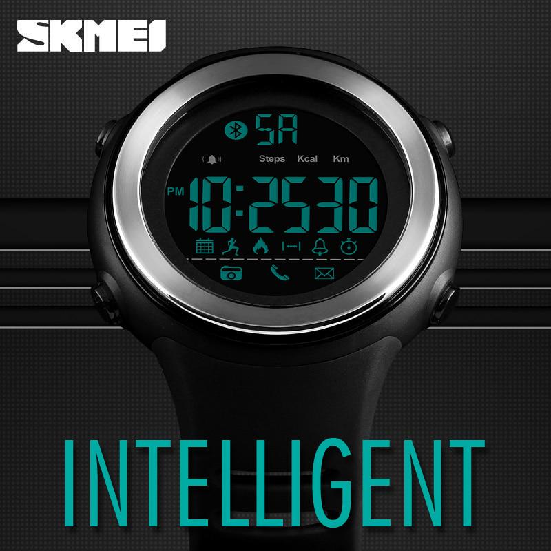SKMEI Bluetooth Smart Watch Men Pedometer Stopwatch Waterproof Mens Sports Watches LED Digital Watch