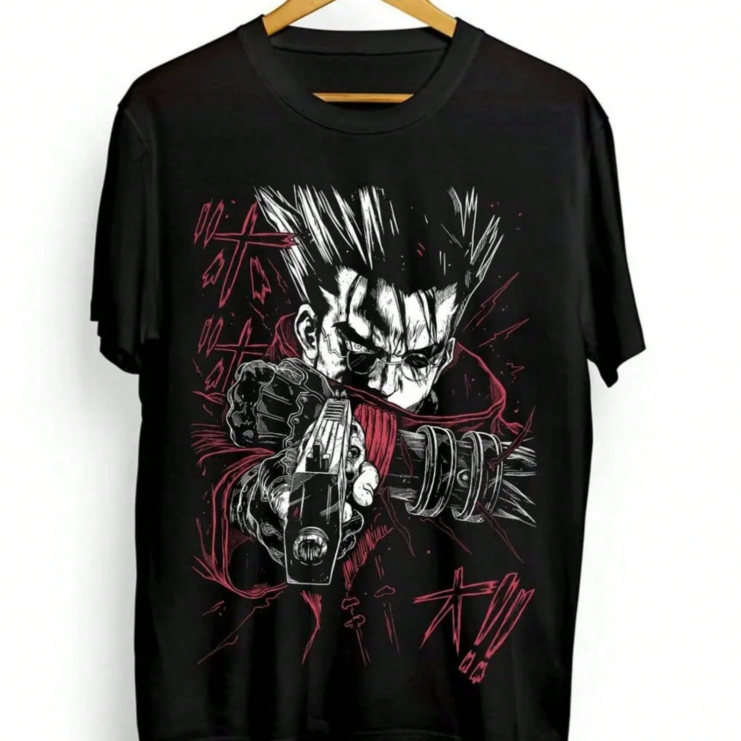 Trigun T-Shirt Vash The Stampede Moon Funny COMEDY Anime Manga Gift Black Shirt S разноцветный