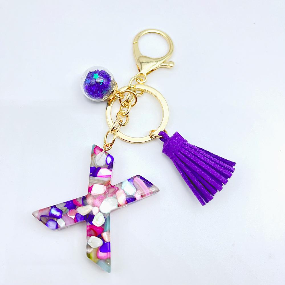 Breloc inițial englezesc de vânzare la cald european și american cu accesoriu cu ciucuri violet