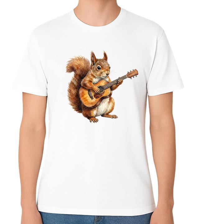 Squirrel Playing Guitar T-Shirt Funny Animal Music Graphic Tee S разноцветный