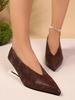 New Retro High Heels Women's Thin Heel Temperament Design Versatile Pointed French 7cm Wedge Heel Women's Shoes