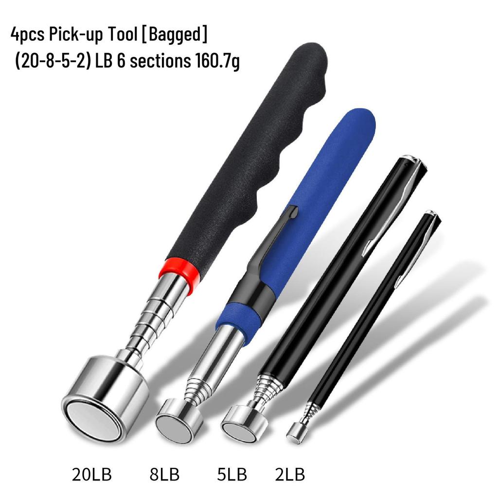 Telescopic Magnetic Pickup Tool with Flashlight and Interchangeable Square/Round Mirrors