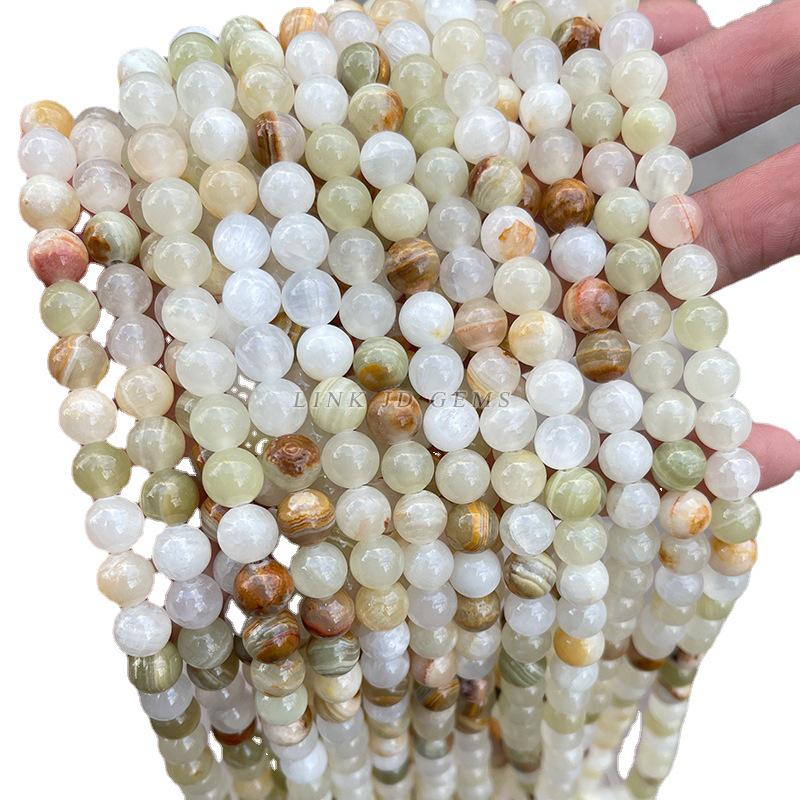 Jinde Jewelry Flower Green Jade Round Beads - Handmade DIY Accessories Embellishments