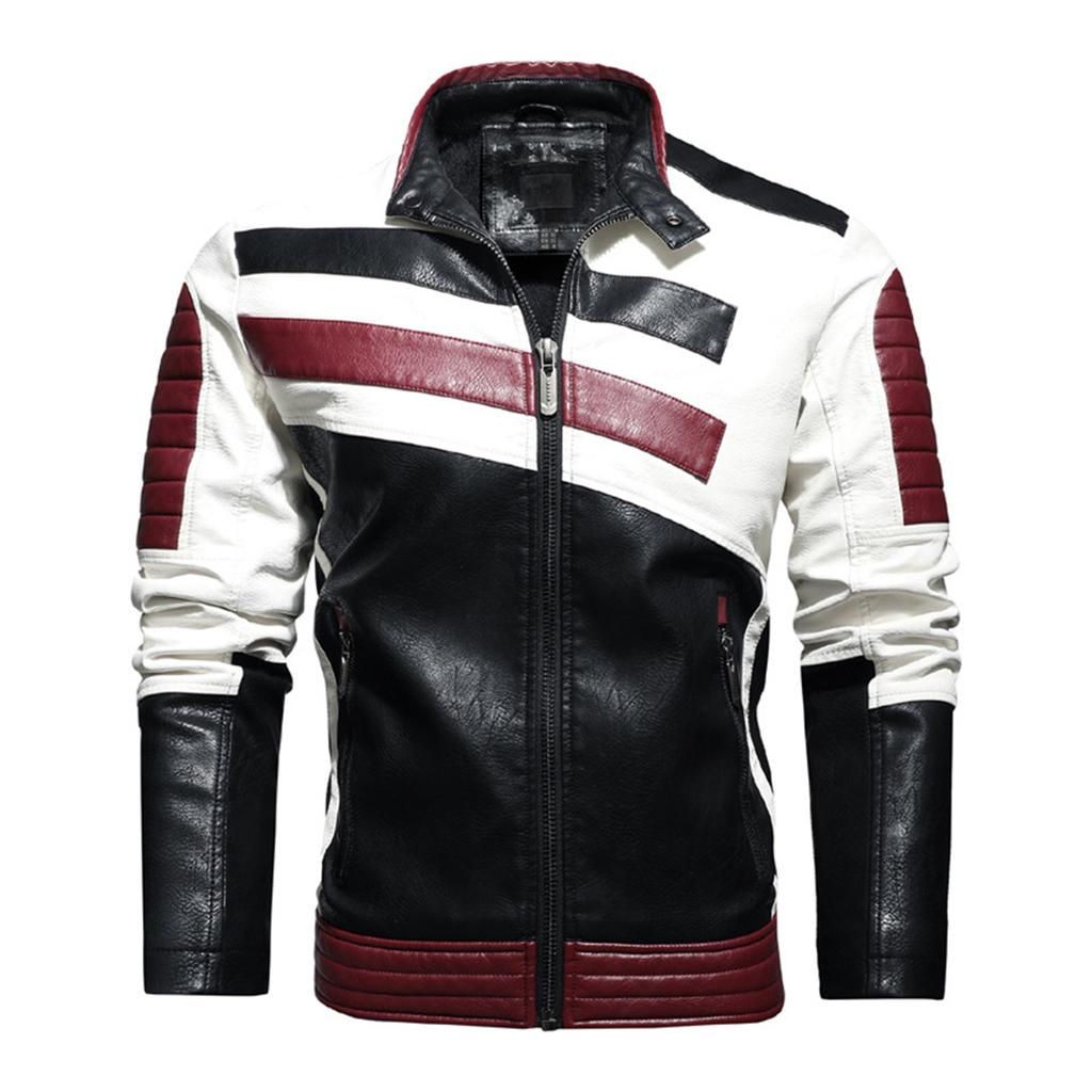 Men's Stand Collar Zipper Jacket Trendy Retro Distressed Men's Motorcycle Jacket