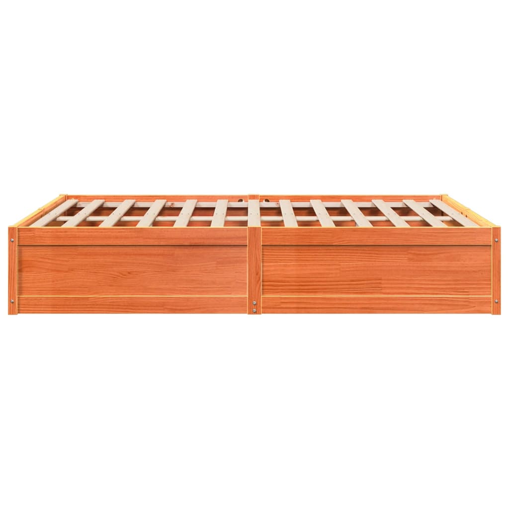 Vidaxl Bed Without Mattress, Waxed Brown, 140X200 Cm, Pine Wood