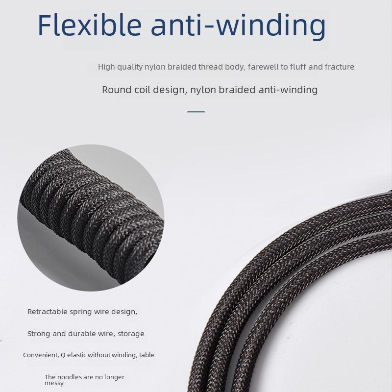 Detachable Mechanical Gaming Keyboard Cable with Aviation Plug and Spring Design