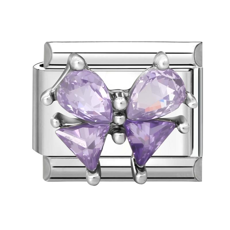 Fashion Cherry Flower Heart Star Dreamy Shiny Zircon Y2K Italian Charm Links Fit 9mm Bracelet Stainless Steel DIY Making Jewelry