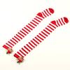 Women Christmas Over Knee Long Socks Cartoon 3D Elk Bowknot Striped Print Thigh High Stockings Holiday Party Hosiery