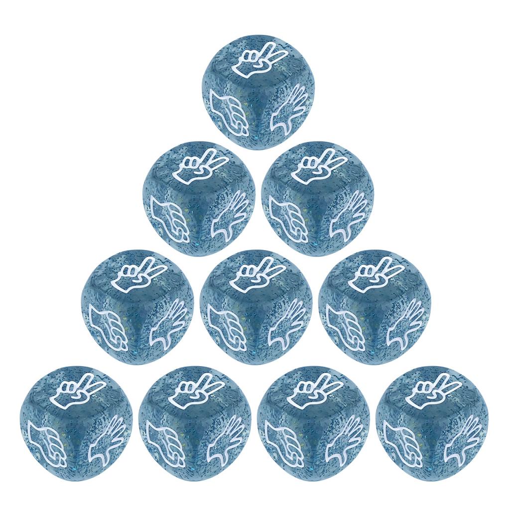 10Pcs Interactively Finger Game Dices Acrylic Rock Paper Scissor Game Dices 6 Sided 20mm Dices for Family Entertainment