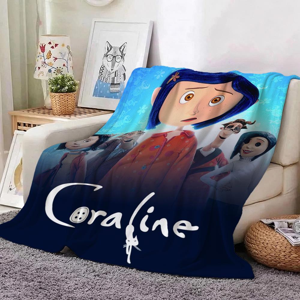 Mysterious Stop Motion Fantasy World Coraline Flannel Printed Blanket Thick Soft Fleece Blanket For Camping Travel Home Decor Holiday Gift