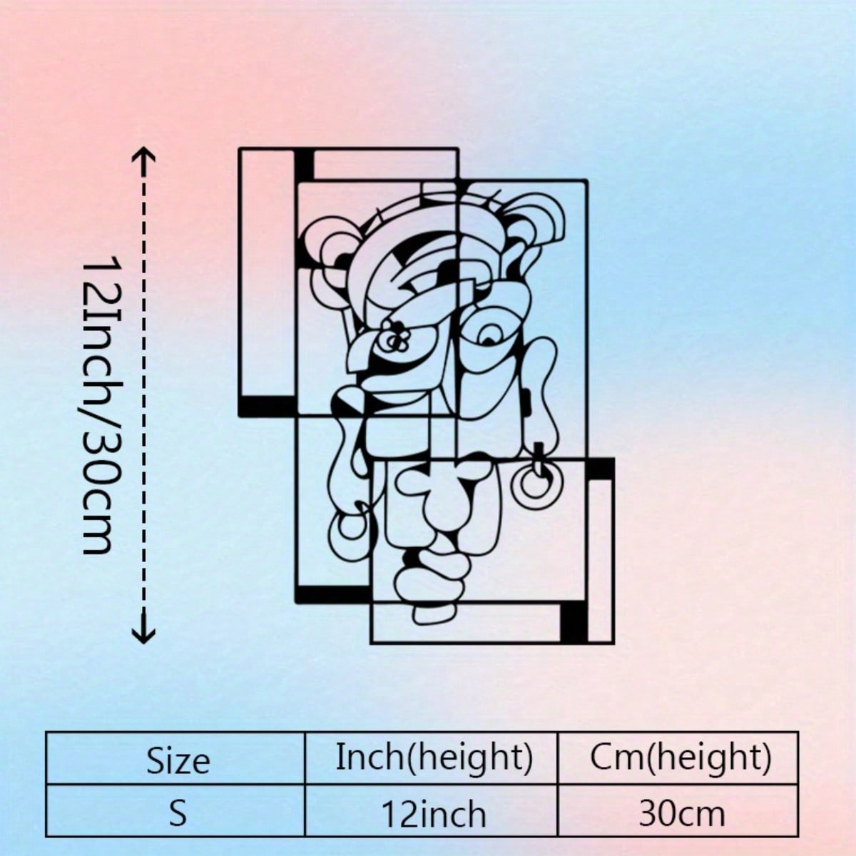 Laser Cut Geometric Face Metal Wall Art Modern Black Finish 20x30