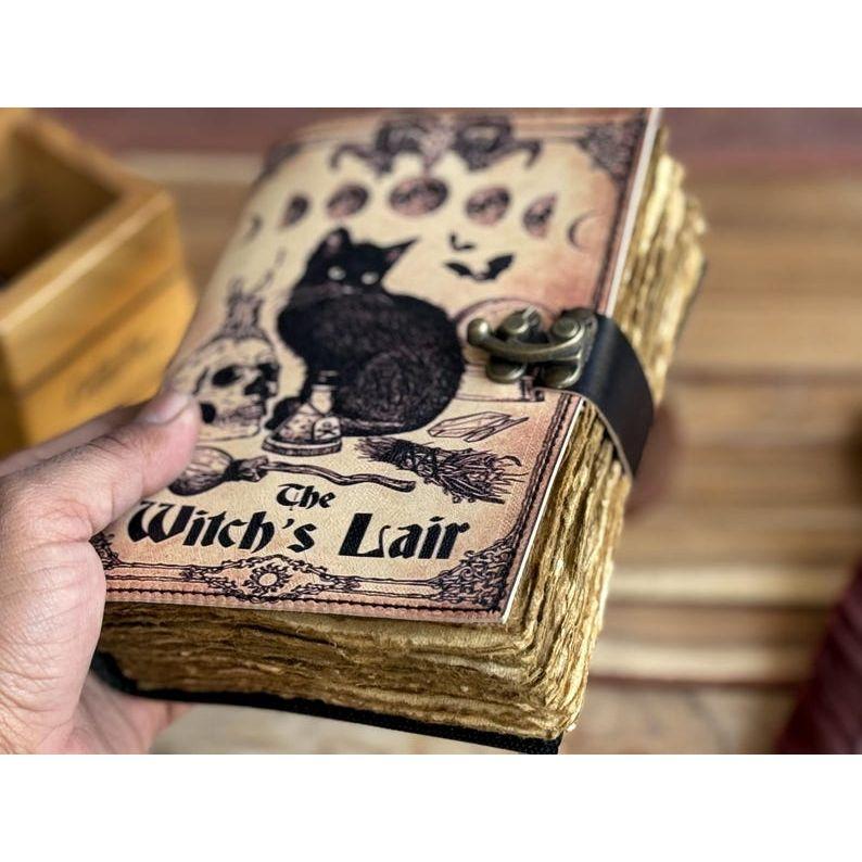 Ledertagebuch Zauberer Katzenbuch Blanko Magik Notizbuch Buch der Schatten Wicca Pagan Grimoire Buch für Reisen Skizzieren bestes Geschenk