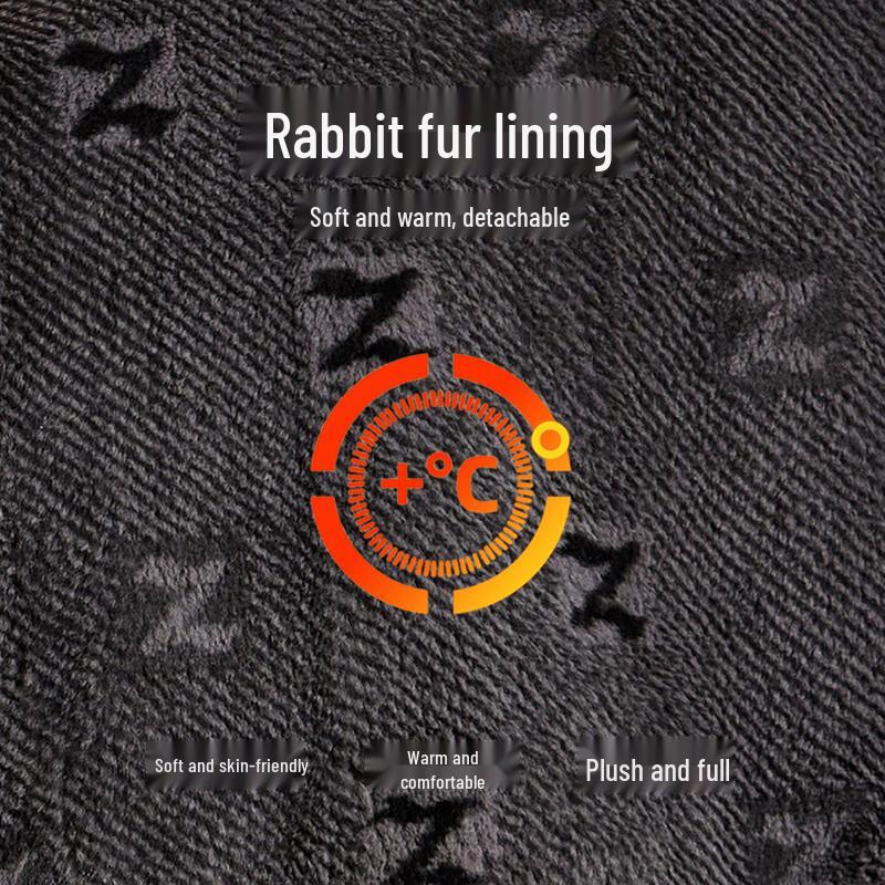 Antonio Men's Long Cashmere Wool Blend Overcoat with Rabbit Fur Liner