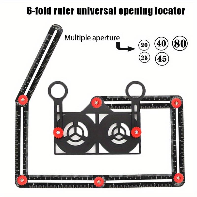 1pc 6-Fold Aluminum Multi-angle Measuring Ruler, Precision Angle Measurer for Building Projects, Tile Hole Ruler, Linear Measurement Tool
