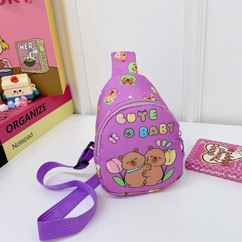 Capybara Cartoon Cute Shoulder Bag Breathable Fabric Toddlers Girl Travel Bags