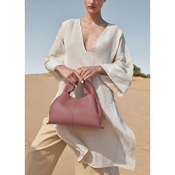 Borsa a tracolla Polene in pelle di litchi, modello large cloud bag, texture francese, Crying Rose
