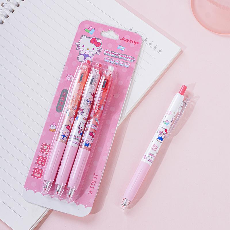 Hello Kitty Sanrio Black Click Pen - Student Exam Special, Smooth ST Nib