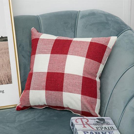 Simple Plaid Sofa Pillowcase Printed Linen Solid Color Striped Pillowcase Home Fabric Cushion