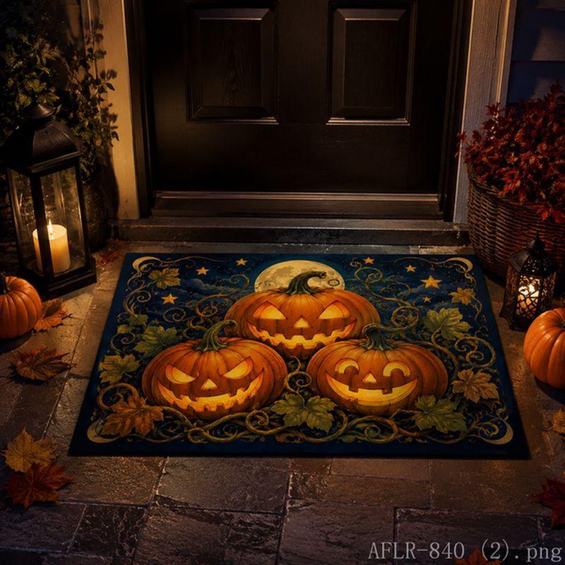 Halloween Pumpkin Ghost Door Mat Non-Slip Entry Rug Porch Party Floor Carpet Home Decor