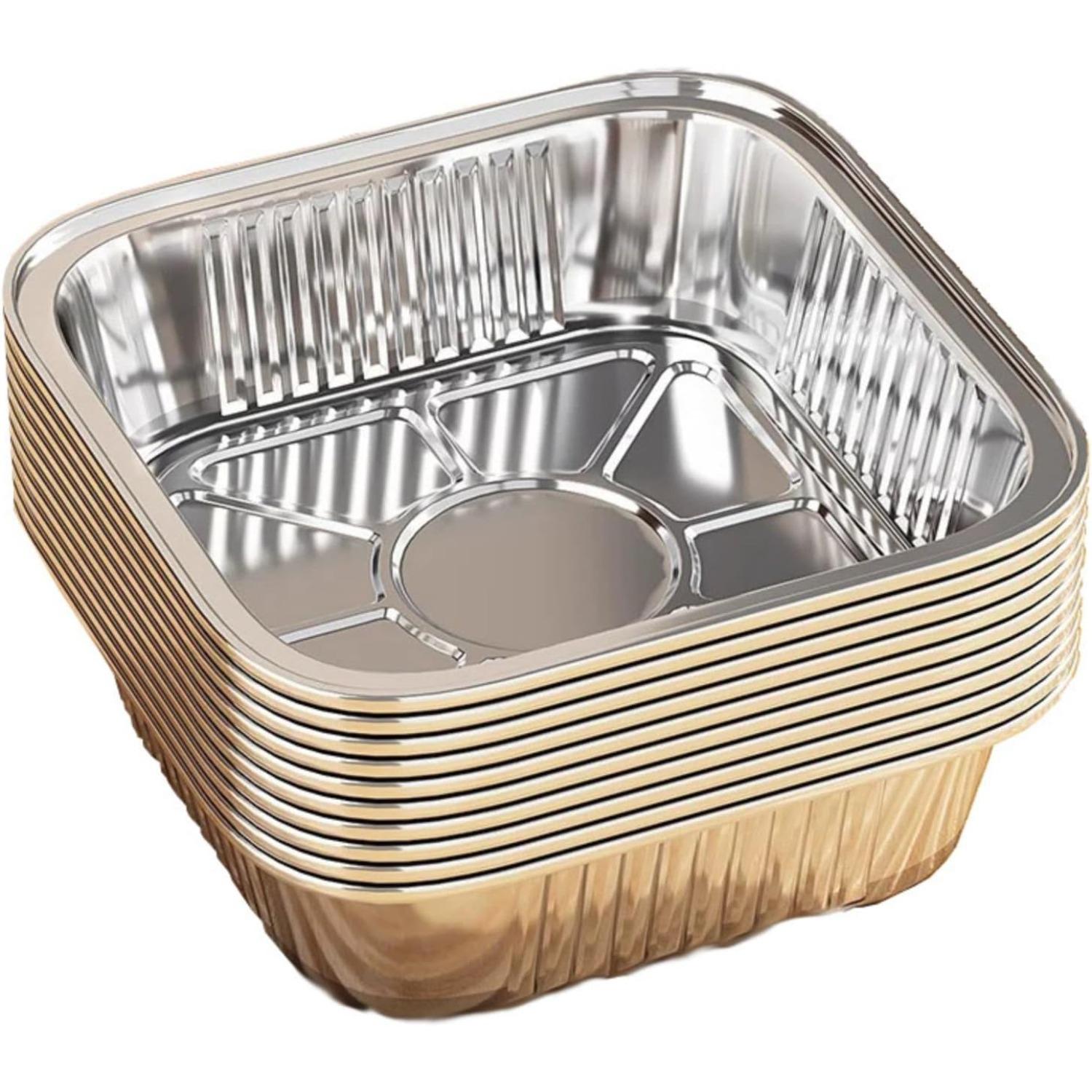 Heavy Duty Square Aluminum Foil Pans, 7- 8 Inch Deep Disposable Trays (4.5cm Depth) (10,7 Inch Square18*18-4.5 cm)