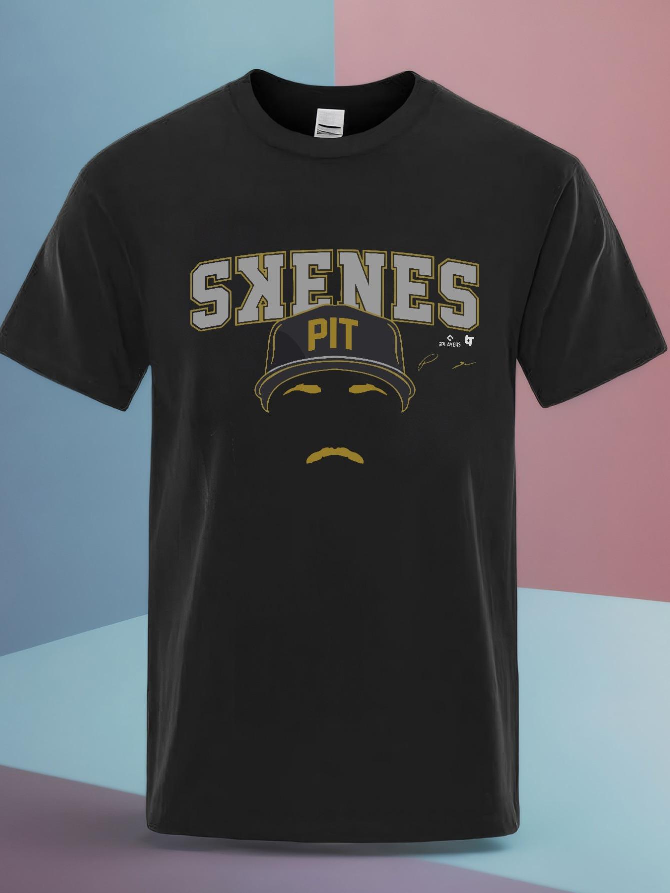 Paul Skenes Pittsburgh Baseball T-shirt - Black Cotton Crew Neck Geometric Design XXXXL